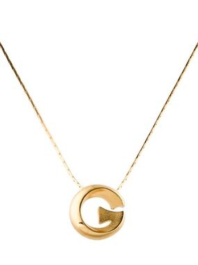 Givenchy Vintage Circle G Pendant Necklace Gold Tone Rare Hard to Find